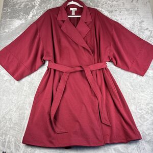 Spiegel Long Belted Trench Coat Women's 20W Red Kimono Sleeve Lined (1148)
